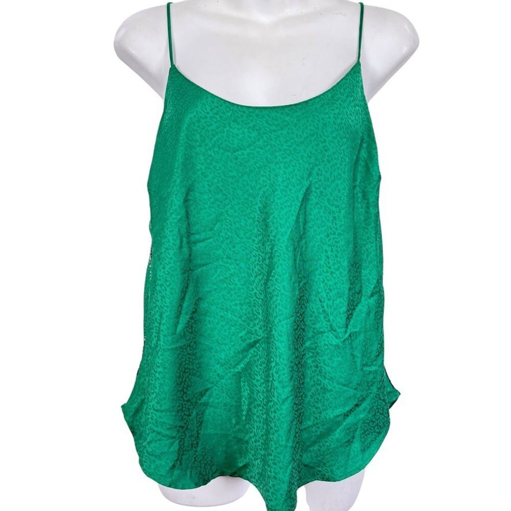 Victorias Secret Green Animal Print Racerback Pajama Top Sleepwear Lounge sz L